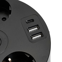 HM10-51-01 Удлинитель 5-местный с/з, 3x1мм2, 2.5м, 250В, 16А, 2USB+С 5V 3,1А, серия Comfort, черный 49656 HM10-51-01 Удлинитель 5-местный с/з, 3x1мм2, 2.5м, 250В, 16А, 2USB+С 5V 3,1А, серия Comfort, черный 49656