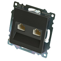 Розетка компьютерная 2-местная RJ-45 (механизм) STEKKER GLS00-7109-06 , серия Катрин, графит 50008 Розетка компьютерная 2-местная RJ-45 (механизм) STEKKER GLS00-7109-06 , серия Катрин, графит 50008