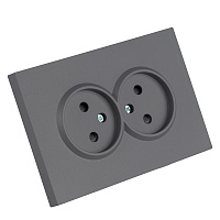 Розетка 2-местная с з/ш, б/з, СЗК, STEKKER, 250В, 16А, серия Эмили, RST16-5116-10ZK, платиново-серый, soft touch 50245