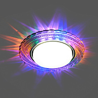 Светильник встраиваемый с белой LED подсветкой Feron CD4037 RGB потолочный GX53 без лампы, прозрачный, хром 41905 Светильник встраиваемый с белой LED подсветкой Feron CD4037 RGB потолочный GX53 без лампы, прозрачный, хром 41905