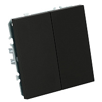 Выключатель 2-клавишный (механизм), СЗК, STEKKER, 250В, 10А, серия Эмили, RSW10-5104-05ZK, черный уголь, soft touch 50247