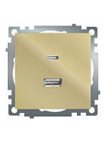 Розетка 2-местная USB + type C (механизм), 250В, 3А, max 20W, STEKKER, GLS10-7116-08, серия Катрин, золото 50053 Розетка 2-местная USB + type C (механизм), 250В, 3А, max 20W, STEKKER, GLS10-7116-08, серия Катрин, золото 50053