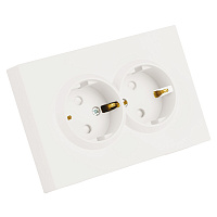 Розетка 2-местная с з/ш, с/з, СЗК, STEKKER, 250В, 16А, серия Эмили, RST16-5114-01ZK, белый фарфор, soft touch 50236