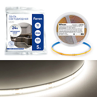 Светодиодная COB лента Feron LS530, 320SMD(2110) 10Вт/м 24V 5000*8*1.8мм 4000К IP20 Светодиодная COB лента Feron LS530, 320SMD(2110) 10Вт/м 24V 5000*8*1.8мм 4000К IP20