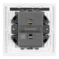 Выключатель 1-клавишный c индикатором (механизм), STEKKER, 250В, 10А, серия Мия, RSW10-3101-01, белая магнолия 50431