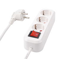 Удлинитель трехместный с/з с выключателем STEKKER HM03-31-03 3x0,75, 3м, серия Home (У10А-002), белый 39198