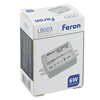 Трансформатор электронный для светодиодной ленты 6W 12V (драйвер), LB003 FERON Артикул 21480