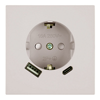 Розетка 1-местная з/ш с/з 16А + USB + Type C (механизм), STEKKER, 250В, 20W, серия Мия, RST16-3119-08, пудровый жемчуг 50482