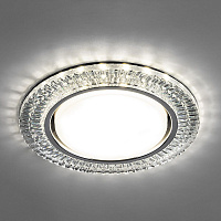 Светильник встраиваемый с белой LED подсветкой Feron CD4033 потолочный GX53 без лампы, прозрачный, хром 32997 Светильник встраиваемый с белой LED подсветкой Feron CD4033 потолочный GX53 без лампы, прозрачный, хром 32997
