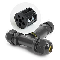 Соединитель-коннектор для проводов LD523/LD530, 3-контактный, водонепроницаемый (клемма 3pin), черный  41462