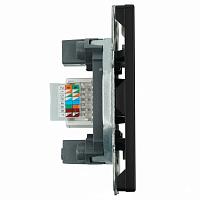 Розетка компьютерная 1-местная RJ-45 (механизм), STEKKER, серия Эмили, RST00-5117-05, черный уголь, soft touch  49847