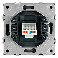 Розетка компьютерная 1-местная RJ-45 (механизм), STEKKER, серия Эмили, RST00-5117-10, платиново-серый, soft touch 49951