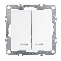 Выключатель 2-клавишный с индикатором (механизм), STEKKER, PSW10-9102-01, 250В, 10А, серия Эрна, белый  39310 Выключатель 2-клавишный с индикатором (механизм), STEKKER, PSW10-9102-01, 250В, 10А, серия Эрна, белый  39310