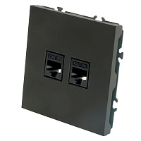 Розетка компьютерная 2-местная RJ-45 (механизм), STEKKER, серия Эмили, RST00-5111-05, черный уголь, soft touch 49848 Розетка компьютерная 2-местная RJ-45 (механизм), STEKKER, серия Эмили, RST00-5111-05, черный уголь, soft touch 49848