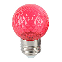 Лампа светодиодная Feron LB-385 Шарик красный прозрачный E27 1W 230V 52164