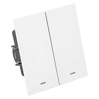 Выключатель 2-клавишный c индикатором (механизм), STEKKER, 250В, 10А, серия Мия, RSW10-3102-01, белая магнолия 50432