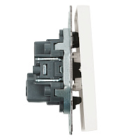 Выключатель 2-клавишный (механизм), STEKKER, 250В, 10А, серия Эмили,RSW10-5104-01, белый фарфор, soft touch 49866