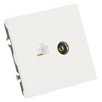 Розетка TV + компьютерная RJ-45 (механизм), STEKKER, серия Эмили, RST00-5106-01, белый фарфор, soft touch  49872