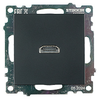 Розетка HDMI 2.1, Type A  (механизм), STEKKER GLS00-7118-05, серия Катрин, черный 50062 Розетка HDMI 2.1, Type A  (механизм), STEKKER GLS00-7118-05, серия Катрин, черный 50062