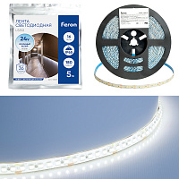Светодиодная LED лента Feron LS512, 180SMD(2835)/м 16Вт/м 24V 5000*10*2.3мм 6000К IP65 Светодиодная LED лента Feron LS512, 180SMD(2835)/м 16Вт/м 24V 5000*10*2.3мм 6000К IP65