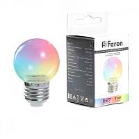 Лампа светодиодная Feron LB-371 Шар прозрачный E27 3W 230V RGB плавная смена цвета 38133 Лампа светодиодная Feron LB-371 Шар прозрачный E27 3W 230V RGB плавная смена цвета 38133