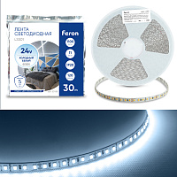 Светодиодная LED лента Feron LS501, 120SMD(2835)/м 11Вт/м 24V 30000*8*1.22мм 6000К 30м IP20