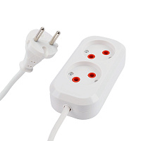 Удлинитель 2-местный, б/з Stekker HM01-20-02, 2м, 2x0,75, серия Home (У10-428), белый 39201