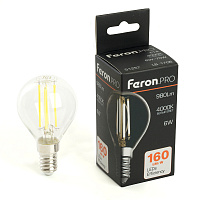 Лампа светодиодная Feron.PRO LB-1706 Шарик E14 980LM 6W 175-265V 4000K 51257 Лампа светодиодная Feron.PRO LB-1706 Шарик E14 980LM 6W 175-265V 4000K 51257
