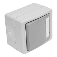 Выключатель 1-клавишный с окном для маркировки самовозвратный STEKKER, PSW10-114-54, открытой установки, 250В, 10А, IP54, серый/графит 49723