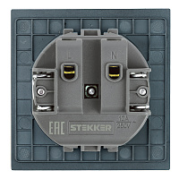 Розетка 1-местная с защитной шторкой (механизм), STEKKER, б/з, 250В, 16А, серия Мия, RST16-3109-05, черный бархат 50453