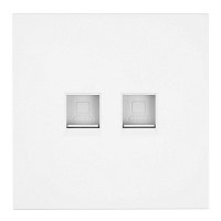 Розетка компьютерная 2-местная RJ-45 (механизм), STEKKER,  серия Мия, RST00-3111-01, белая магнолия 50437