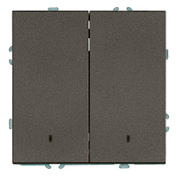 Выключатель 2-клавишный c индикатором (механизм), STEKKER, 250В, 10А, серия Эмили, RSW10-5102-09, антрацит, soft touch 49916