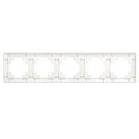 Рамка STEKKER, PFR00-7005-01 5-местная, пластик, серия Катрин, белый 39796