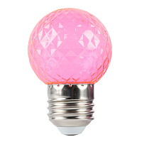 Лампа светодиодная Feron LB-385 Шарик розовый прозрачный E27 1W 230V 52177