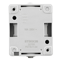 Розетка 1-местная с крышкой с/з STEKKER, PST16-11-54, пластик АВS, 250В, 16А, IP54, серый/графит 32755