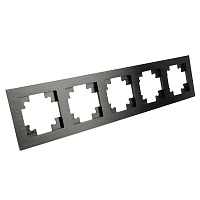 Рамка 5-местная, металл, STEKKER, MFR00-7005-05, серия Катрин, черный 50028