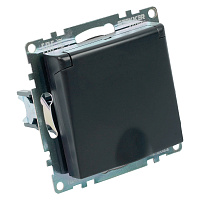 Розетка 1-местная с/з с крышкой (механизм), STEKKER GLS16-7112-05, 250В, 16А с защитной шторкой, серия Катрин, черный 39608 Розетка 1-местная с/з с крышкой (механизм), STEKKER GLS16-7112-05, 250В, 16А с защитной шторкой, серия Катрин, черный 39608