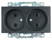 Розетка 2-местная б/з (механизм), STEKKER GLS10-7113-05, 250V, 10А с защитной шторкой, серия Катрин, черный 39611 Розетка 2-местная б/з (механизм), STEKKER GLS10-7113-05, 250V, 10А с защитной шторкой, серия Катрин, черный 39611