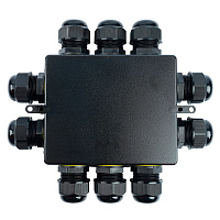 Распределительная коробка STEKKER LD554, количество вводов: 10, поликарбонат, нейлон, цвет черный, размер 183.1*163,1*59,4мм. 50556