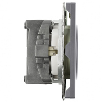 Розетка 1-местная с защитной шторкой с/з (механизм), STEKKER, 250В, 16А, серия Эмили, RST16-5110-10, платиново-серый, soft touch 49958