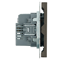 Розетка 2-местная USB + Type C (механизм), STEKKER, 250В, 20W, серия Эмили, RST10-5115-09, антрацит, soft touch 49931