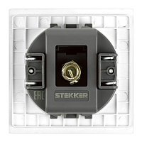 Розетка телевизионная 1-местная (механизм), STEKKER, 75 Ом, 5-862МГц, серия Мия, RST00-3108-01, белая магнолия 50435