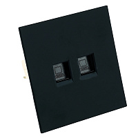 Розетка компьютерная 2-местная RJ-45 (механизм), STEKKER,  серия Мия, RST00-3111-05, черный бархат 50451