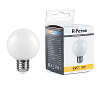 Лампа светодиодная Feron LB-371 Шар E27 3W 230V 2700K матовый 25903 Лампа светодиодная Feron LB-371 Шар E27 3W 230V 2700K матовый 25903