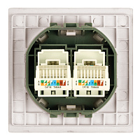 Розетка компьютерная 2-местная RJ-45 (механизм), STEKKER,  серия Мия, RST00-3111-08, пудровый жемчуг 50481