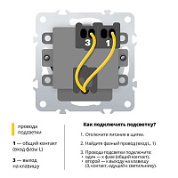 Выключатель 1-клавишный c индикатором (механизм), STEKKER, 250В, 10А, серия Эмили, RSW10-5101-05, черный уголь, soft touch 49837