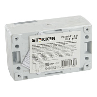 Блок горизонтальный: розетка 1-местная с/з + выключатель 2-клавишный STEKKER, PST16-11-54/10-121-54, серый/графит 32761