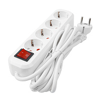 Удлинитель четырехместный с/з с выключателем STEKKER HM03-41-07 3x0,75, 7м, серия Home (У10А-003), белый 39526