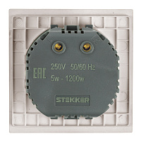 Выключатель диммирующий (механизм), STEKKER, 250В, 1200W, серия Мия, RSW10-3106-08, пудровый жемчуг 50567