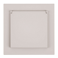 Розетка 1-местная с крышкой с защ. штор, STEKKER, с/з, 250В, 16А, серия Мия, RST16-3112-08, пудровый жемчуг 50485